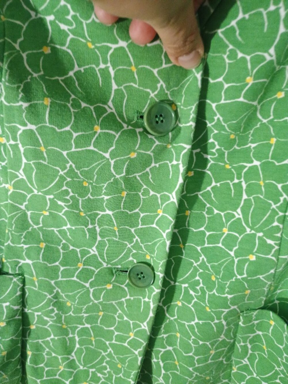 Talbots Woman 1X Green Floral Cotton Blend Blazer Jacket One Button Spring - Picture 6 of 8